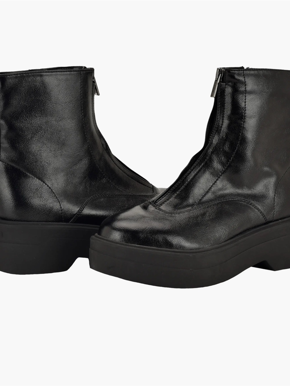 Calvin Klein Black Leather Platform Zip-Up Ankle Booties